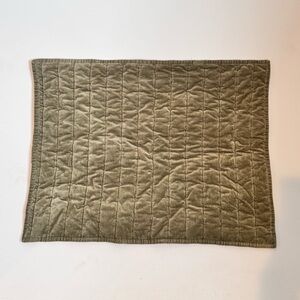 SINGLE Threshold Standard Channel Stitch Velvet Olive Green Quilted Sham
